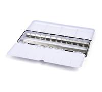 Jaxon - Scatola vuota per acquerello, in metallo resistente, per 24 mezze o 12 ciotole intere, con pallet pieghevole e anello per pollice