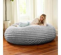 Jaxx Cocoon - Pouf grande da 6 piedi per adulti, in finta pelle di lusso di alta qualità, colore grigio mondo