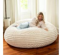 Jaxx Pouf grande per adulti, in finta pelliccia, 1,8 m, color avorio