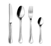 JAY - 16053524 - Set di Posate 6 Persone, Confezione da 24 Pezzi, Acciaio Inossidabile 18/10, Serie Corona, Spessore 2 mm, Cucchiaio, Forchetta, Coltello, Cucchiaino, Lavastoviglie, Argentato