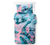 Jay Franco Completo Piumone Singolo 100% Cotone Disney Lilo & Stitch Floreale - Include Una Federa per Cuscino 50 x 70