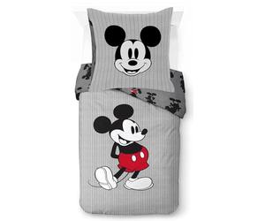 Jay Franco Completo Piumone Singolo 100% Cotone Disney Topolino A Strisce - Include Una Federa per Cuscino 80 x 80