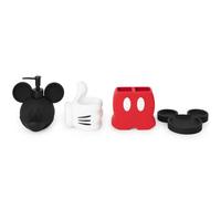 Jay Franco Disney Mickey Mouse - Set di 4 organizer per il bagno, colore: rosso, nero e bianco, include dispenser di sapone in resina, portasapone, portaspazzolino e bicchiere, decorazione per il