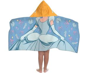 Jay Franco Disney Princess Cenerentola - Telo a Mantella con Cappuccio 56 × 130 cm per Bambini, Super Morbido per Bagno, Spiaggia, Piscina e Viaggio, Prodotto con Licenza Ufficiale, Blu