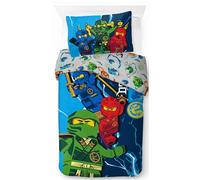 Jay Franco Lego Ninjago Set Copripiumino - Biancheria da Letto Super Morbida per Bambini con Federa, Solo Copripiumino (Imbottitura Non Inclusa), Blu, 2 Pezzi Singolo