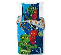 Jay Franco Lego Ninjago Set Copripiumino - Biancheria da Letto Super Morbida per Bambini con Federa, Solo Copripiumino (Imbottitura Non Inclusa), Blu, 2 Pezzi Singolo