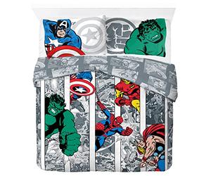 Jay Franco Marvel Comics Comic Cool 100% Cotone Copripiumino 200 x 200 cm Matrimoniale con 2 federe 50 x 70 cm