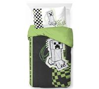 Jay Franco Minecraft - Set copripiumino singolo per bambini, 100% cotone, super morbido, con federa, prodotto con licenza ufficiale, colore verde, 2 pezzi