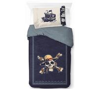 Jay Franco Netflix One Piece Set Copripiumino Singolo per Bambini - Biancheria da Letto Super Morbida 100% Cotone con Federa, Prodotto con Licenza Ufficiale, Blu Navy, Set da 2 Pezzi