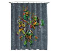 Jay Franco Nickelodeon Tenda da doccia in tessuto Tartarughe Ninja - Decorazione per bagno per bambini grigia con Leonardo, Raffaello, Michaelangelo e Donatello