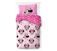 Jay Franco Set Biancheria da Letto per Bambini Disney Minnie Hearts & Love 100% Cotone 135 x 200 cm Misura Letto Singolo - Copripiumino + Federa 50 x 70 cm