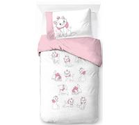 Jay Franco Set copripiumino 100% cotone Disney Gli Aristogatti Marie - Kitty, bianco, include federa da 50 x 70 cm