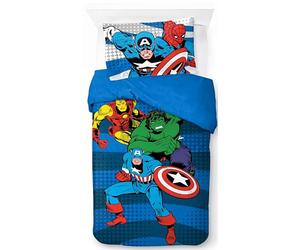 Jay Franco Set copripiumino singolo Marvel Comics Avengers in 100% cotone, include federa da 50 x 70 cm