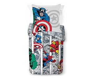 Jay Franco - Set di biancheria da letto in 100% cotone, motivo: Marvel Comics Comic Cool, per letto singolo, copripiumino da 135 x 200 cm e federa da 80 x 80 cm