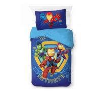 Jay Franco Set di biancheria da letto per bambini Marvel Iron Man e i suoi fantastici amici, super morbido, con federa, solo copripiumino incluso, piumino non incluso, blu, 2 pezzi, per letto singolo