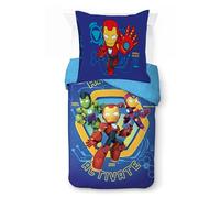 Jay Franco Set di biancheria da letto per bambini Marvel Iron Man e i suoi fantastici amici, super morbido, con federa, solo copripiumino incluso, piumino non incluso, blu, 2 pezzi, per letto singolo