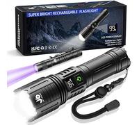 JAY-PARK Torcia LED Potente Professionale 1000000 Lumens, Torcia LED Ricaricabile, 5 Modalità Di Luce Con, Tattica Torcia Potente Da Campeggio, Portare A Spasso Un Cane