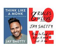 Jay Shetty 2 Libri Set: Think Like A Monk + 8 Rules Of Love (Inglese, Brossura)