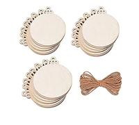 Jaydis 120pcs 8cm fai da te in legno non finito ornamenti natalizi preforati cerchi vuoti rotondi fetta pezzi da appendere per pittura pirografia
