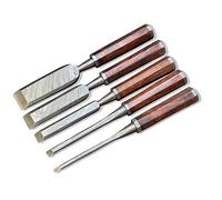 Jayger Set di 5 scalpelli per legno, per lavorazione del legno, professionale per mortasatura e intaglio, acciaio damasco forgiato