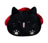 JAYIOLA Astuccio per Matite Custodia per Penne Sacchetto Portatutto E Contenitore di Cancelleria in Soffice Peluche con di Gatto Adatto a Bambini E Adult, Rosso Nero