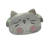 JAYIOLA Astuccio per Matite Custodia per Penne Sacchetto Portatutto E Contenitore di Cancelleria in Soffice Peluche con di Gatto Adatto a Bambini E Adult, Verde Chiaro Bianco