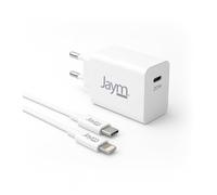 JAYM - Alimentatore di rete rapido USB-C 20W PD + Cavo USB-C 2 metri a Lightning MFI Bianco