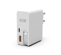 JAYM - Caricabatterie da 65 W Cavo retrattile USB-C PD PPS USB-A Bianco