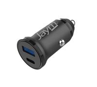 Jaym, Caricabatterie da auto 30W USB-A QC / USB-C PD rapido, Nero