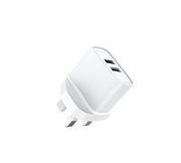 JAYM - Caricatore di rete doppio USB-a 12 W, 2,4 A, colore: bianco - Presa UK + Dubai