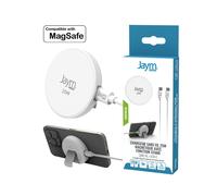 JAYM - Caricatore Induzione Rapida Qi2 25W Certificato, Pad Magnetico compatibile MagSafe Supporto Stand Integrato - Caricatore senza Fili Intelligente per iPhone 16/15/14/13/12, Galaxy S26/S25/S24, P