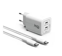 JAYM® GaN 65 W + cavo USB-C 2 m 100 W doppio USB-C ricarica rapida PD PPS per MacBook Pro, iPad, PC portatile, iPhone 17/16, Samsung S26/S25
