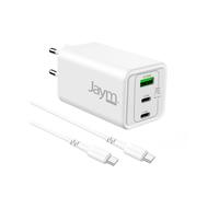JAYM® Pack Caricatore GaN 100W + Cavo USB-C 2m 3 Porte (2xUSB-C, 1xUSB-A) Ricarica Veloce PD per MacBook Pro, Laptop, iPad Pro M4, iPhone 17/16, Samsung S26/S25 - Nouvo