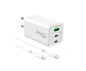 JAYM® Pack Caricatore GaN 100W + Cavo USB-C 2m 3 Porte (2xUSB-C, 1xUSB-A) Ricarica Veloce PD per MacBook Pro, Laptop, iPad Pro M4, iPhone 17/16, Samsung S26/S25 - Nouvo