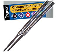 Jaymo - 2 - Ricariche per penna a sfera Nero Waterman® compatibili. Inchiostro tedesco a scrittura liscia con punta media da 7 mm. Confrontare con l'articolo Waterman® # S0791030