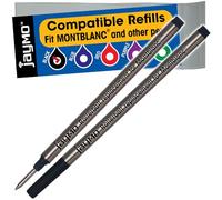 Jaymo Ricambio per Montblanc 105158 - Lunghezza 113 mm / 4,44 pollici - Ricarica per penna roller - 2 nero