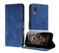 JayModCase Cover per Samsung Galaxy A02, Flip In Pelle PU Custodia con Pellicola Protettiva Supporto Slot Schede Protezione Integrale Chiusura Magnetica per Galaxy A02 (Blu)
