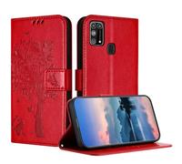 JayModCase Custodia per Samsung Galaxy M31 /M21S /F41, Flip Portafoglio Pelle Cover con [Slot Schede] [Magnetico] [Cavalletto] Antiurto Compatibile con Samsung M31 - Rosso