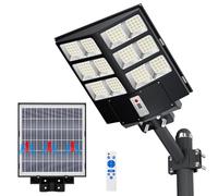 JAYNLT 800W Lampione Solare Led Esterno, 6500K Faro Stradale con Pannello Solari, IP67 Impermeabile Luci Solari di Sicurezza, Lampioni Stradale con Sensore Movimento per Sentieri, Vialetti, Giardino