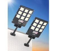 JAYNLT Lampione Solare LED Esterno con Sensore Movimento, 6500K Faro LED Esterno con Telecomando, Lampada Stradale Solare per Giardino, Cortile, Negozio (2 Pezzi)