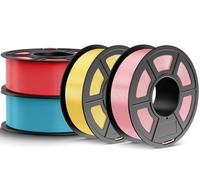 JAYO Filamento PETG 1,75 mm 4,4 kg, Filamento PETG ad alta tenacità per stampanti 3D, 1,1 kg per bobina, 4 bobine, Multicolore (Giallo limone, rosa ciliegia, blu cielo, rosso ciliegia)
