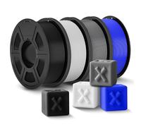 JAYO Filamento PL 1,75 mm - Nero - 4 kg - PLA Plus - Resistente e spesso - Precisione dimensionale +/- 0,02 mm, 4 bobine (nero + bianco + grigio + blu)