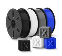 JAYO PL Filamento 1.75 mm Bundle 4.4kg, Filamento per Stampante 3D PLA Plus di Maggiore Tenacità, Precisione Dimensionale +/- 0.02 mm, Neatly Wound, 4 Bobine, Nero, Bianco, Grigio, Blu
