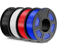 JAYO PLA Filamento 1,75 mm Bundle 4.4KG, Filamento per stampante 3D, Precisione dimensionale +/- 0,02 mm,Filamento ben avvolto, 4 Bobine, Nero + Bianco + Rosso + Blu