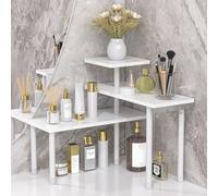 JayRex Mensola angolare da bagno da appoggio, organizer mobile a 3 ripiani, per trucchi, comò, scrivania (bianco)