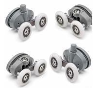 Jayruit 4 ruote per porta della doccia, 23 mm, doppia farfalla superiore inferiore rulli, metallo argento, compatibili con vetro spesso 6 mm