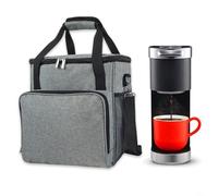 Jayruit Borsa portaoggetti per macchina da caffè, impermeabile, da viaggio, portatile, per caffettiera e altri accessori, borsa antipolvere con tracolla, grigio, Come da immagine