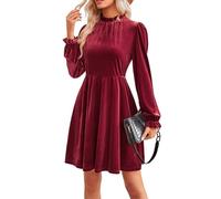 Jayscreate Abito da donna 2023 in velluto elastico in vita autunno manica lunga ospite matrimonio abito formale tunica corta avvolgente