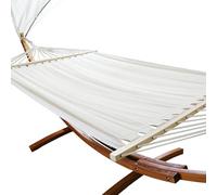 Jayseuw Amaca per esterni, doppia sdraio con struttura, superficie di appoggio 200 x 150 cm, portata massima 200 kg, altalena sospesa, mobili per balcone, giardino e terrazze