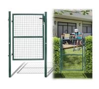 Jayseuw CANCELLO DA GIARDINO 125X100 IN ACCIAIO CON PALI TONDI VERDE | Più passaggio per bicicletta o carriola, chiudibile, protetto dalla corrosione e pronto per il montaggio